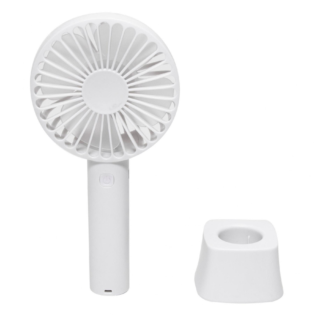 Home HF 9/WH kézi, tölthető ventilátor, 4 W, 10 cm-es lapátátmérő, 3 fokozat, 1200 mAh Li-ion akkumulátor, asztali tartó, fehér termék 2. képe
