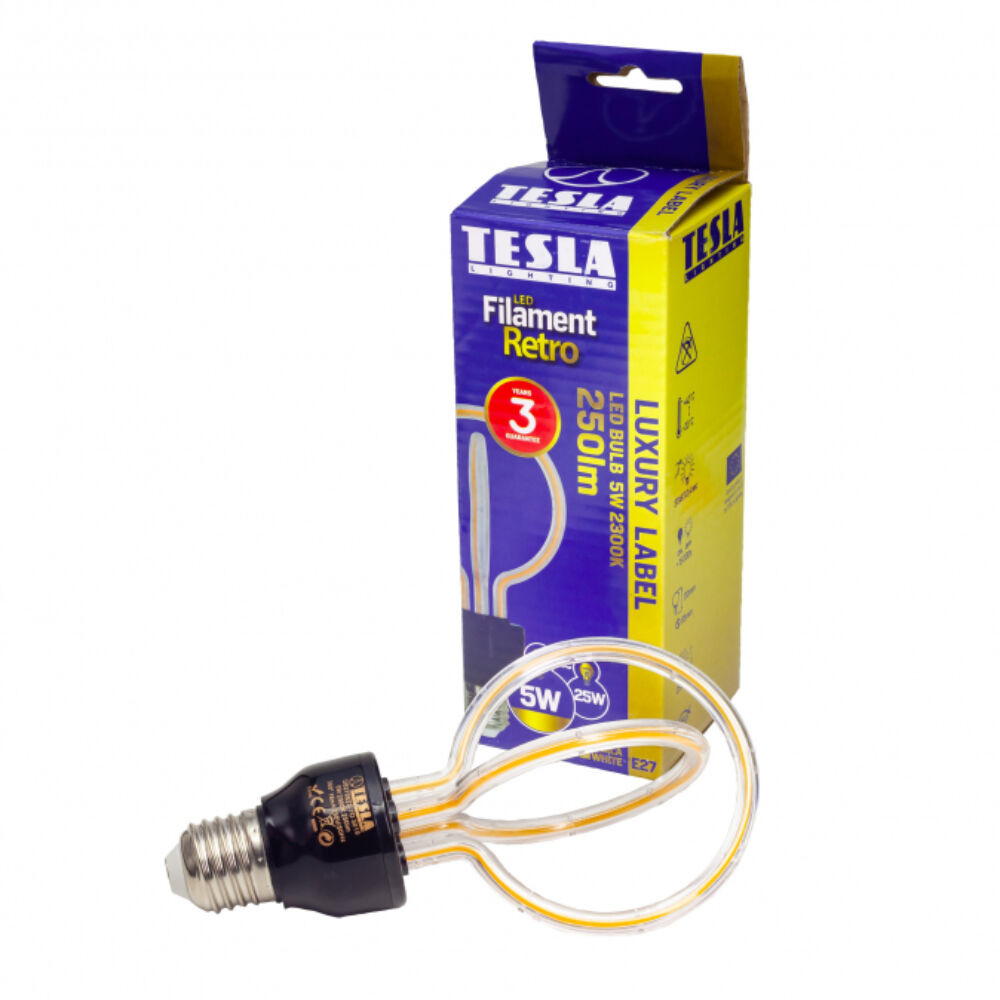 Tesla - LED DESIGN FILAMENT izzó, E27, 5W, 230V, 250lm, 2300K, 360°,clear, lotus akciós termékkép 1