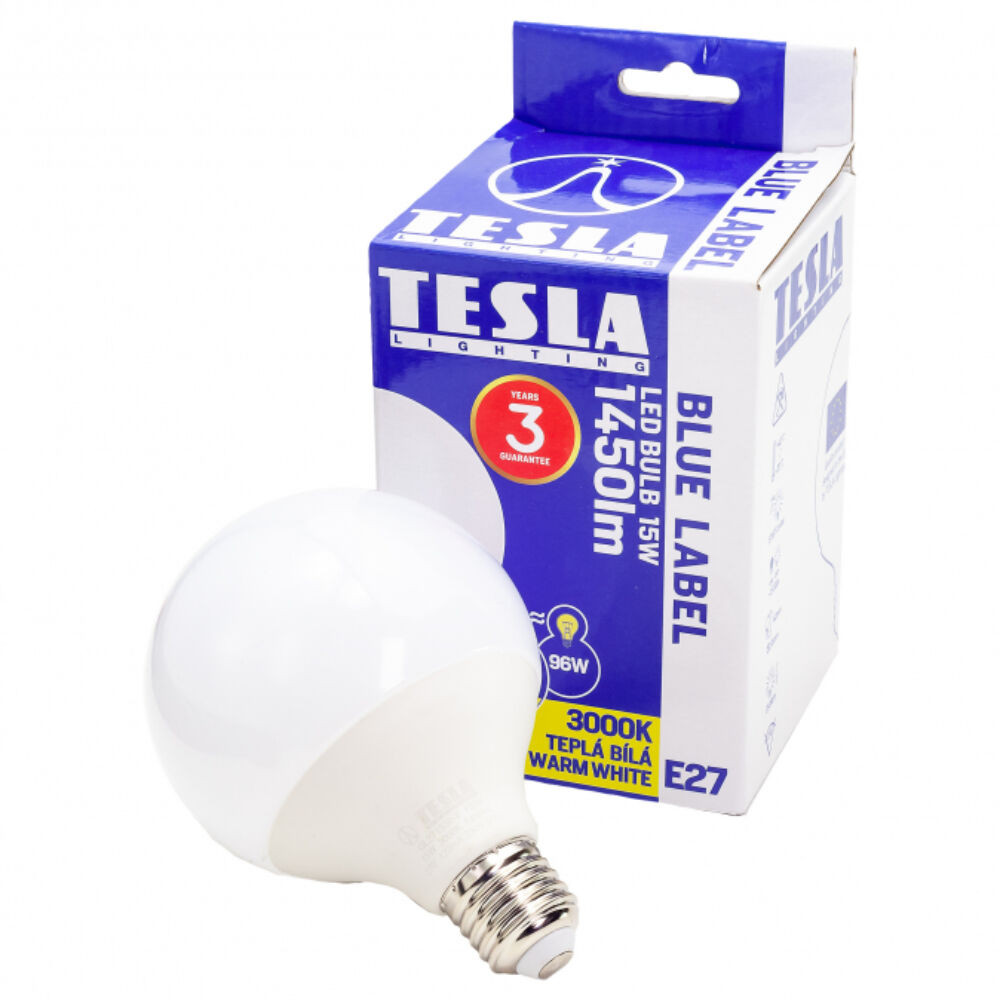Tesla - LED GLOBE izzó, E27, 15W, 230V, 1450lm, 3000K, 270° akciós termékkép 1