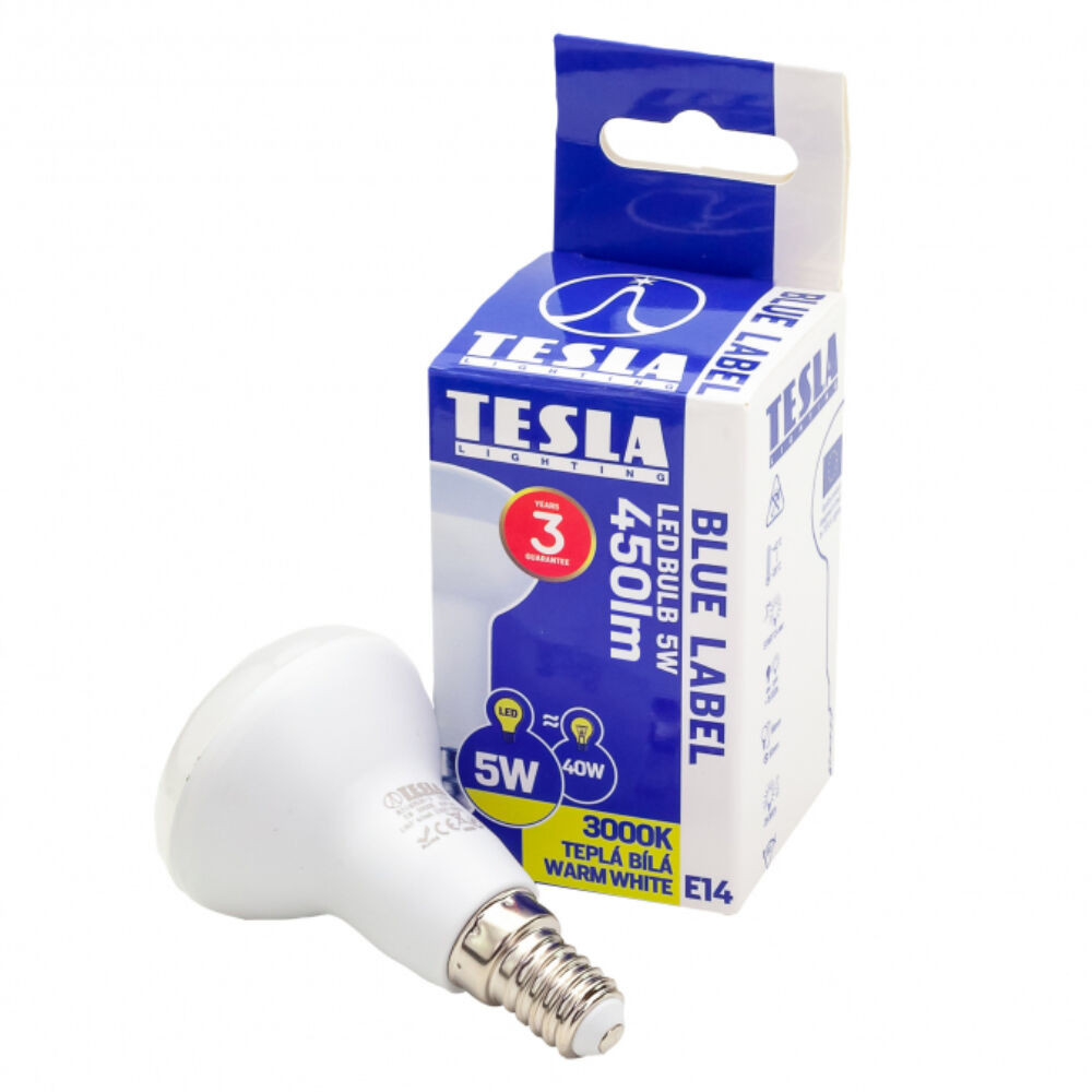 Tesla - LED izzó, R50, E14, 5W, 230V, 450lm, 3000K, 180° akciós termékkép 1