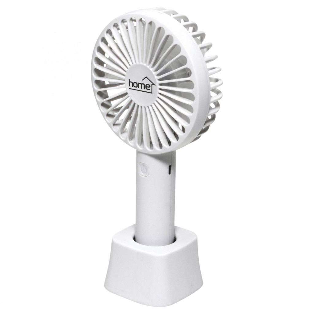 Home HF 9/WH kézi, tölthető ventilátor, 4 W, 10 cm-es lapátátmérő, 3 fokozat, 1200 mAh Li-ion akkumulátor, asztali tartó, fehér akciós termékkép 1