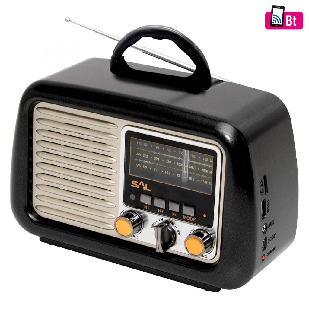 SAL RRT 2B retro táskarádió, multimédia lejátszó, 4 in 1, BT, USB/MicroSD, FM rádió, AUX, ~20 óra üzemidő akciós termékkép 1