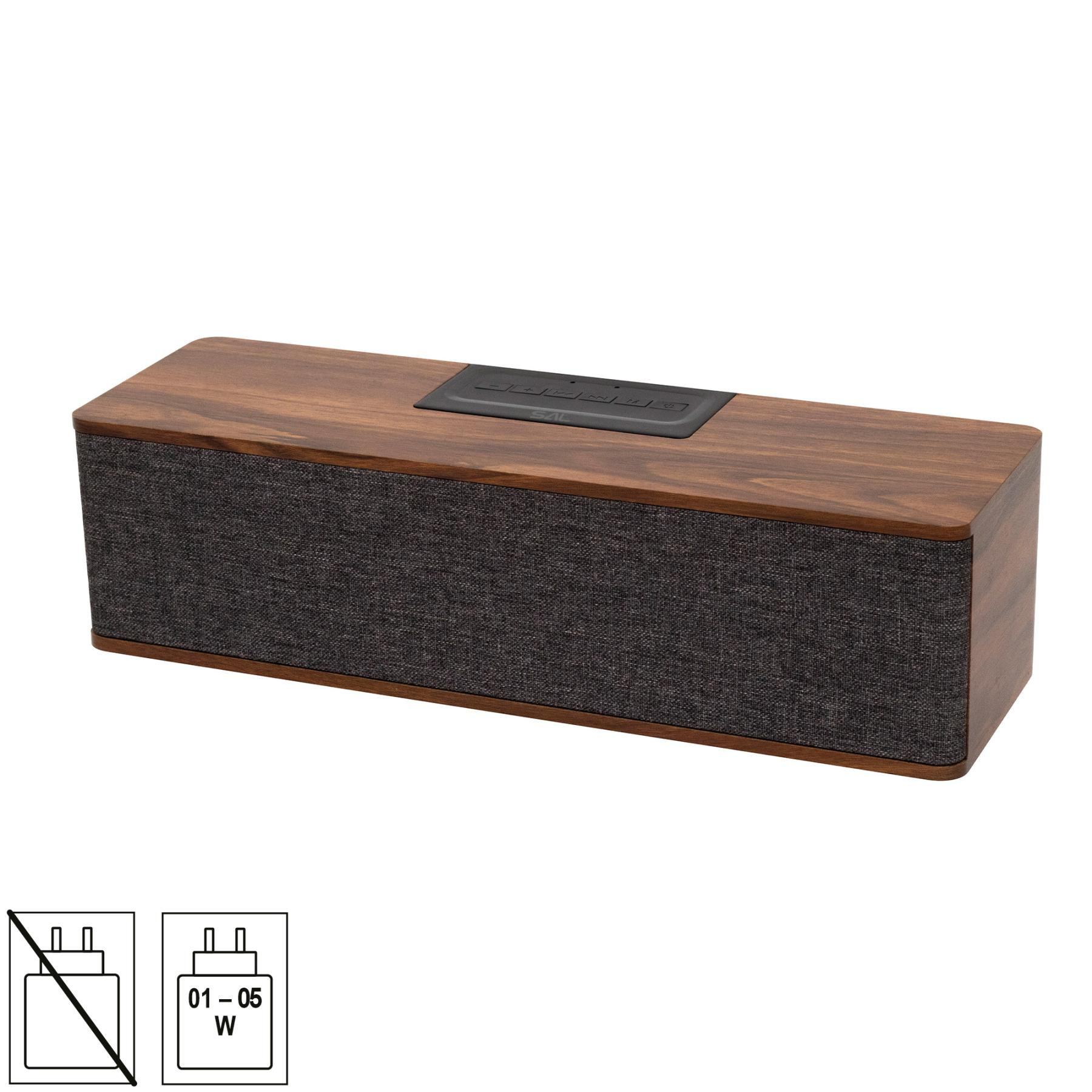 SAL RRT7 sztereó retro hangszóró, vezeték nélküli, 2x5W, FM rádió, Bluetooth, beépített akkumulátor akciós termékkép 1