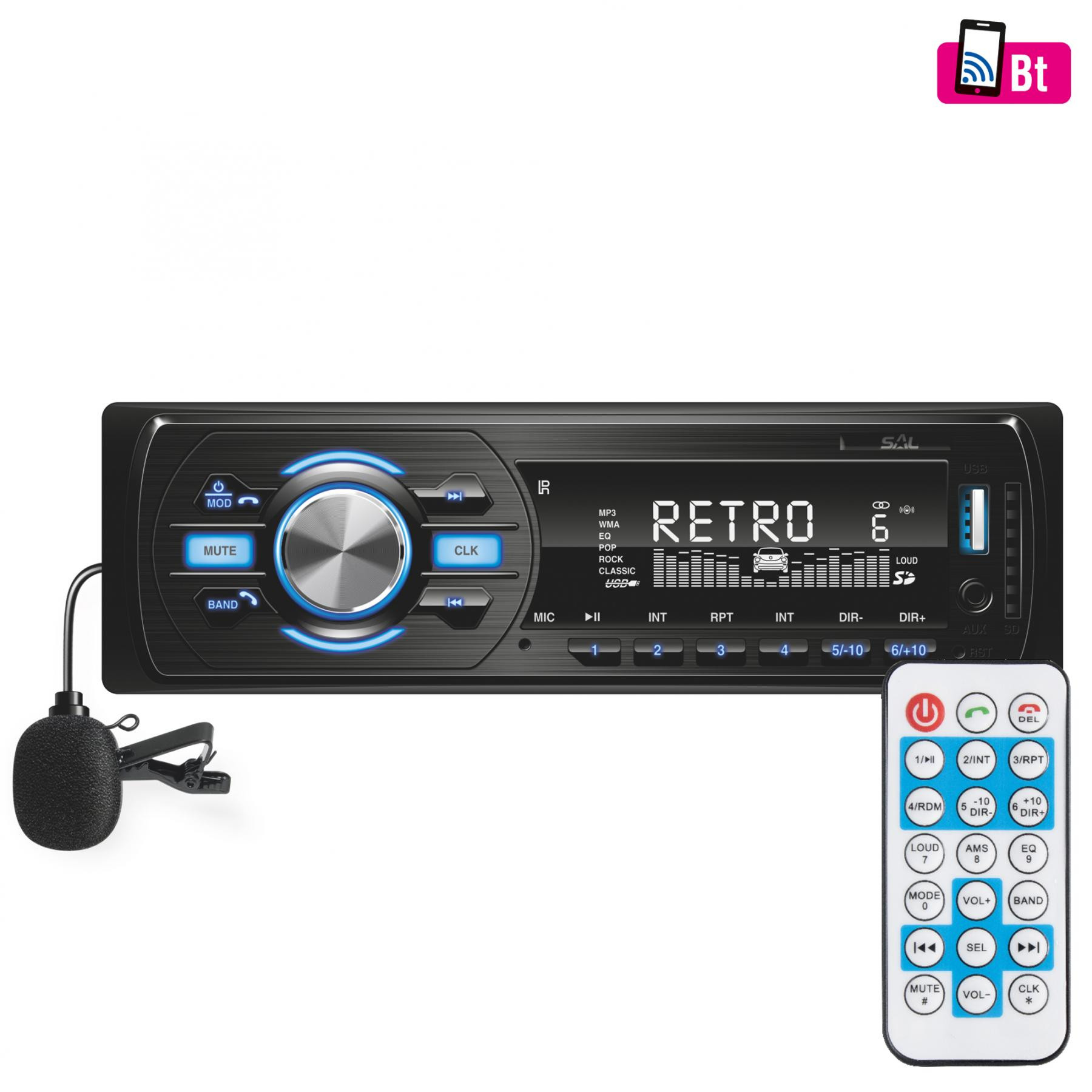 SAL VB 4000 autórádió és multimédiás lejátszó, 4 x 45 W, 4 x RCA aljzat, BT, FM RDS, MP3, WMA, USB, SD, AUX akciós termékkép 1